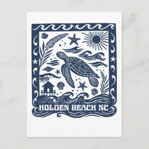 Holden Beach NC Meeresschildkröten-Kunst Postkarte