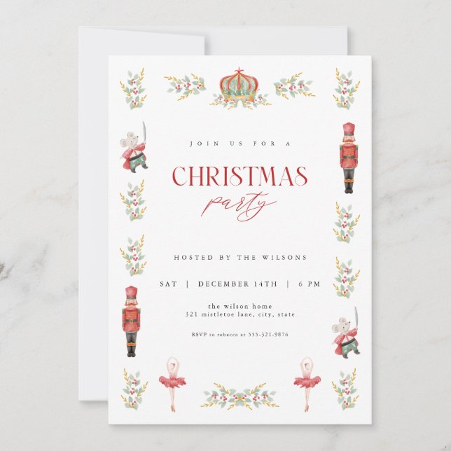 Holdiay Nutcracker Christmas Party Invitation (Devant)