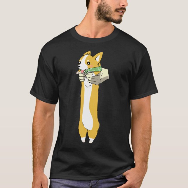 Holding Big Corgi Sticker T-Shirt (Vorderseite)