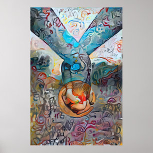 Holding Hands Colorful Abstract Love Poster