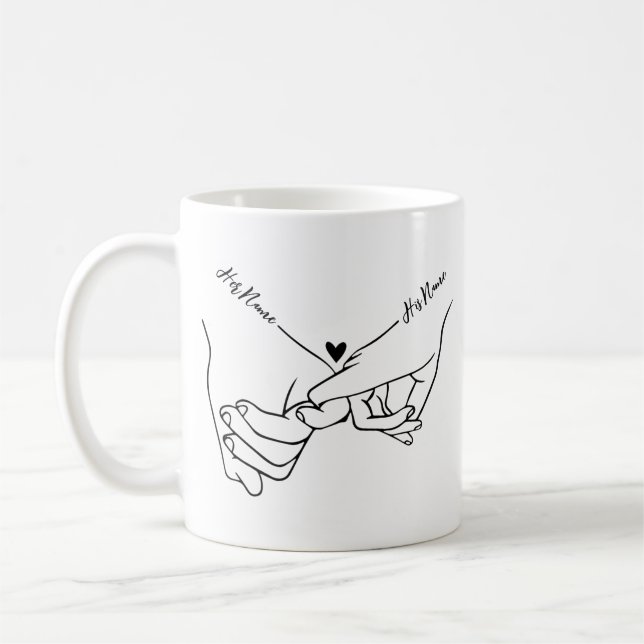 Holding Hands Custom Name Valentine Mug Kaffeetasse (Links)