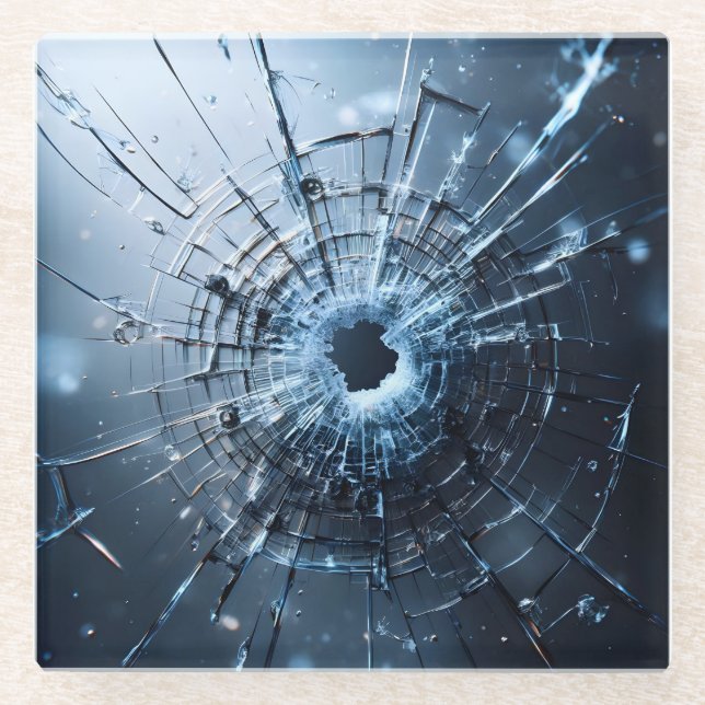 hole in glass, cracks glasuntersetzer (Vorderseite)