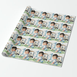 Hole in One 1. Geburtstag Golf Junge Wasserfarben Geschenkpapier