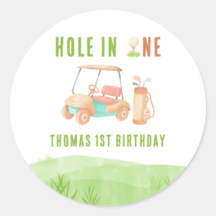 Hole In One Erste Geburtstagsfeier Runder Aufkleber