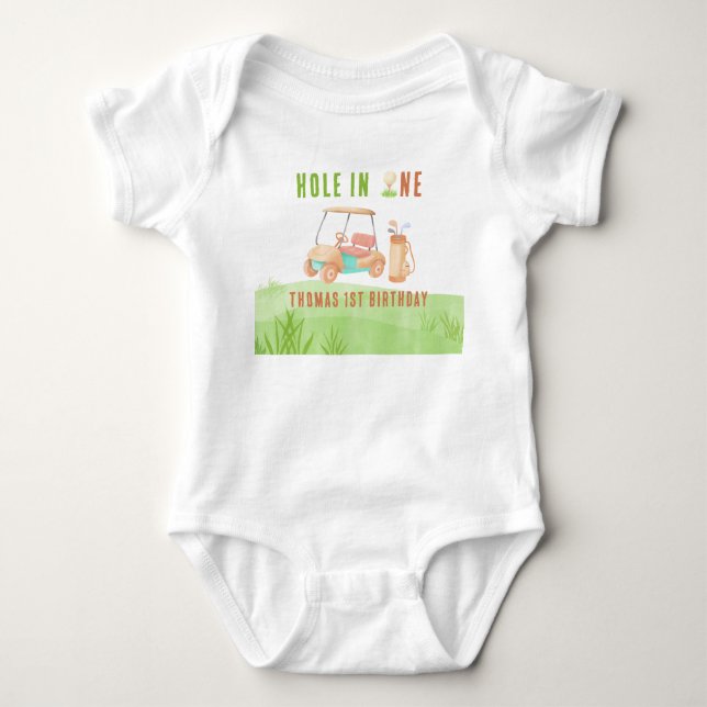 Hole In One First Birthday Party Baby Strampler (Vorderseite)