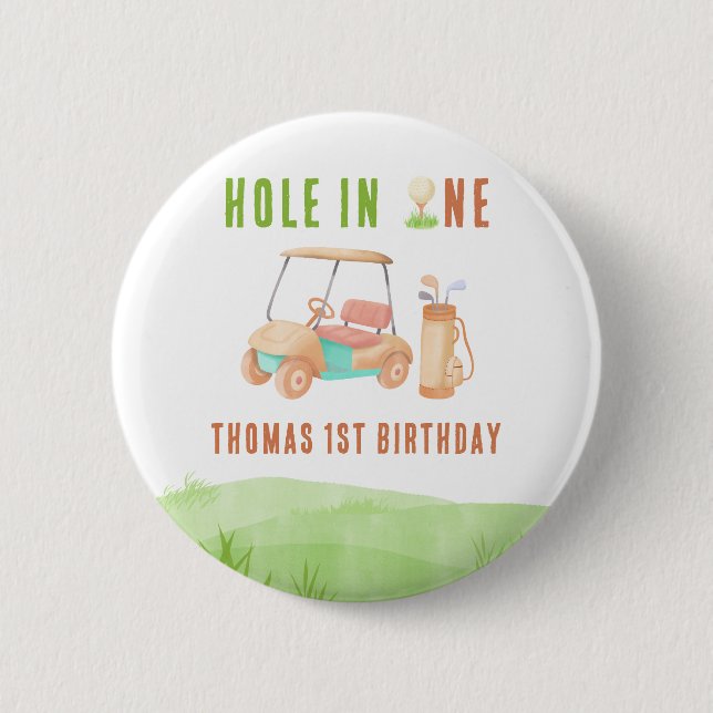 Hole In One First Birthday Party Button (Vorderseite)