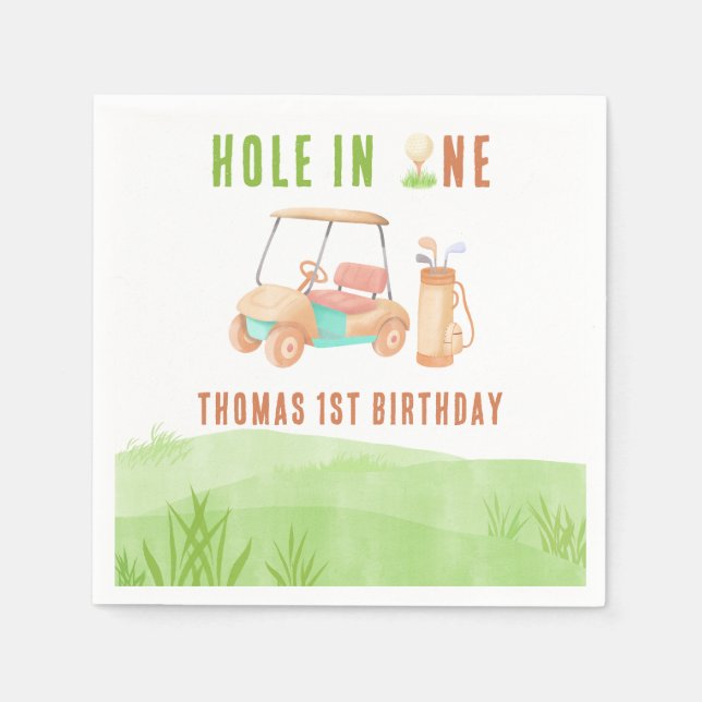 Hole In One First Birthday Party Serviette (Vorderseite)
