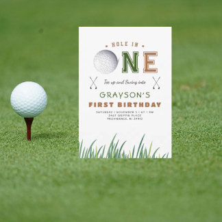 Hole-in-One Golf 1. Geburtstag Party Einladung