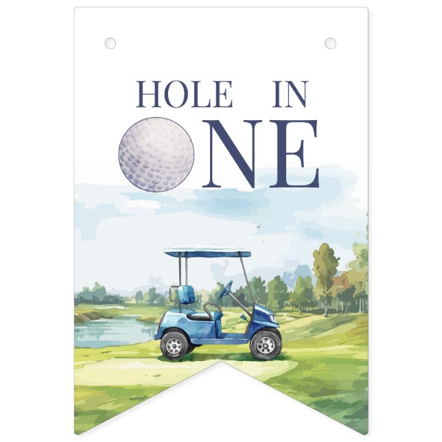 Hole In One Golf 1st Birthday  Wimpelkette (Erste Fahne)
