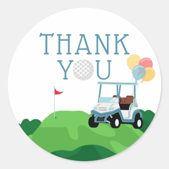 Hole In One Golf Birthday Thank You Sticker (Vorderseite)