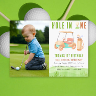 Hole In One Golf Erste Geburtstagsfeier Einladung