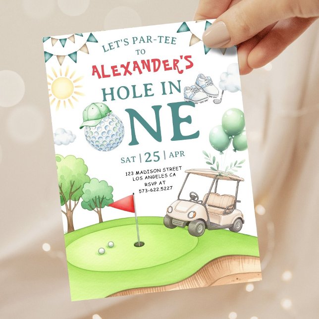 Hole in One Golf First Birthday Invitation  Einladung (Von Creator hochgeladen)