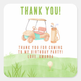 Hole In One Golf First Birthday Thank you Quadratischer Aufkleber