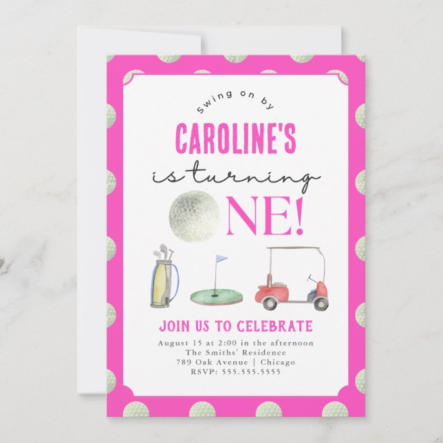 Hole In One Golf Girls 1er Anniversaire Invitation (Devant)