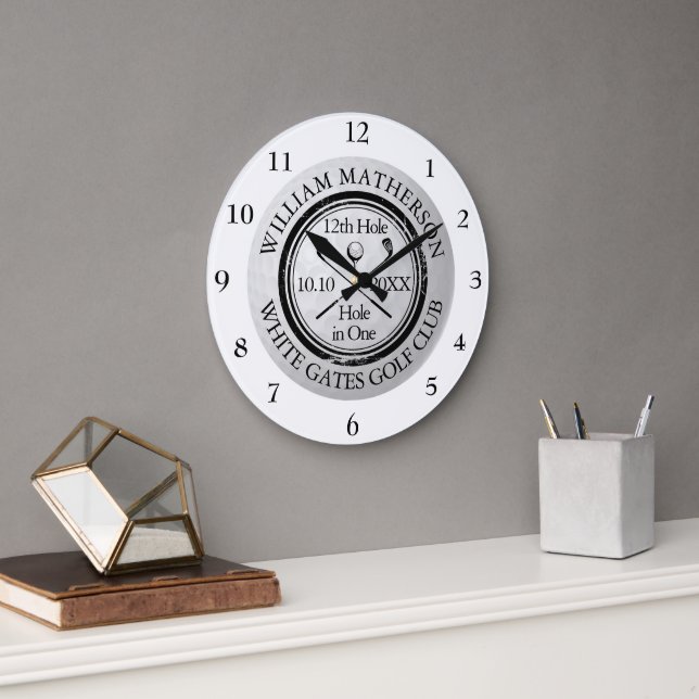 Hole in One Golf Personalized Große Wanduhr (Büro)
