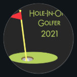 Hole In One Golfer 2021 Golf Hole In One Golfing Runder Aufkleber<br><div class="desc">Hole In One Golfer 2021 Golf Hole In One Golfing Gift. Perfect gift for your dad,  mom,  dad,  men,  women,  friend and family members on Thanksgiving Day,  Christmas Day,  Mothers Day,  Fathers Day,  4th of July,  1776 Independent Day,  Veterans Day,  Halloween Day,  Patrick's Day</div>