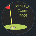 Hole In One Golfer 2021 Golf Hole In One Golfing Runder Aufkleber<br><div class="desc">Hole In One Golfer 2021 Golf Hole In One Golfing Gift. Perfect gift for your dad,  mom,  dad,  men,  women,  friend and family members on Thanksgiving Day,  Christmas Day,  Mothers Day,  Fathers Day,  4th of July,  1776 Independent Day,  Veterans Day,  Halloween Day,  Patrick's Day</div>