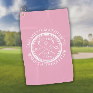 Hole in One Klassisch Elegant Rosa Golfhandtuch