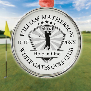 Hole in One Klassisches Personalisiertes Golf Ornament Aus Metall