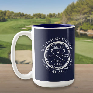 Hole in One Navy Blau Personalisiertes Golf Zweifarbige Tasse