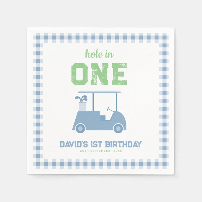 Hole in One Par Tee Boy 1st Birthday Serviette (Vorderseite)