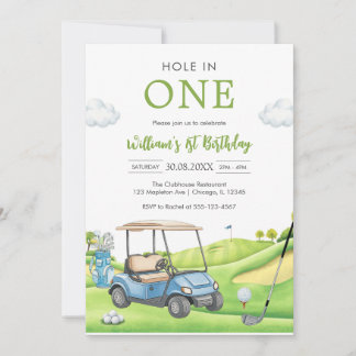 Hole In One Par-tee Golf Boy 1st Birthday Invitati Einladung