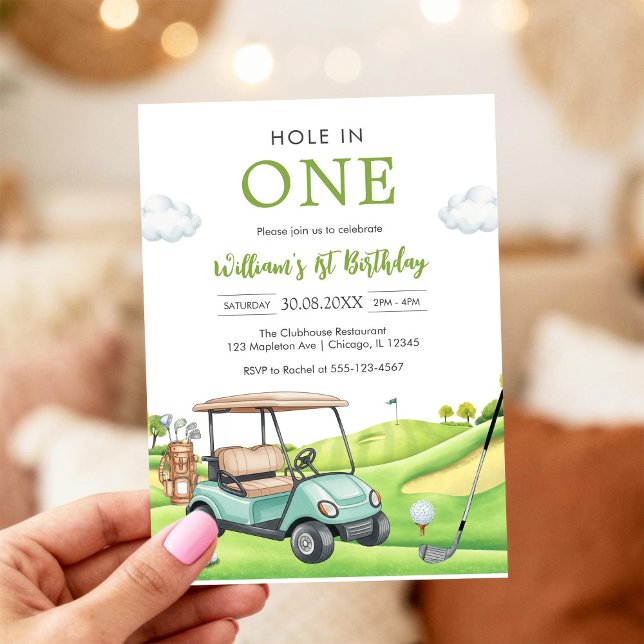 Hole In One Par-tee Golf Boy 1st Birthday Invitati Einladung (Von Creator hochgeladen)