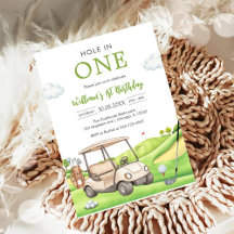 Hole In One Par-tee Golf Boy 1st Birthday Invitati
