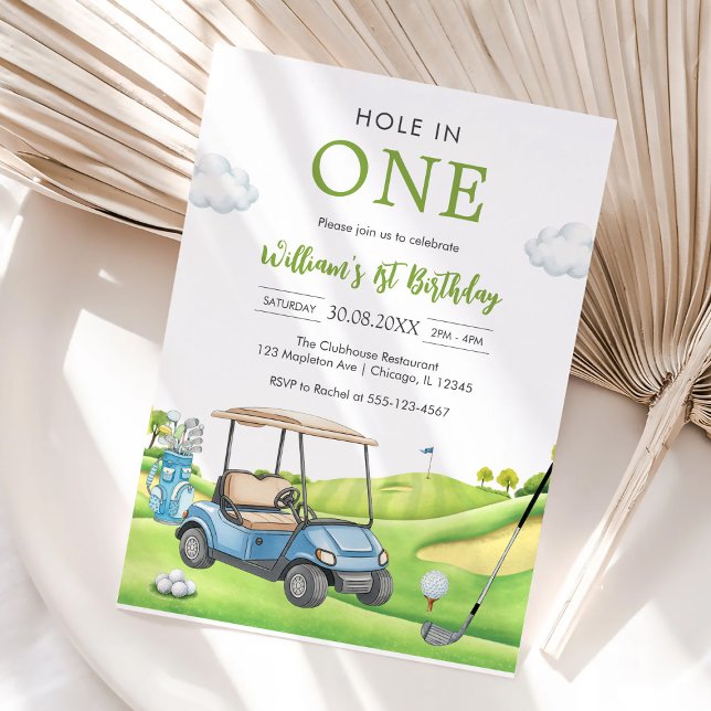 Hole In One Par-tee Golf Boy 1st Birthday Invitati Einladung (Von Creator hochgeladen)