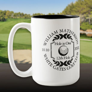 Hole in One Personalisiert Schwarz und Weiß Golf Zweifarbige Tasse