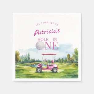 Hole In One Pink Golf 1. Geburtstag Serviette