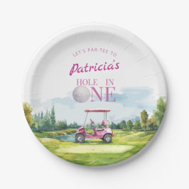 Hole In One Pink Golf 1st Birthday  Pappteller