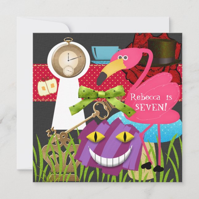 Hole Wonderland Birthday Invite Einladung (Vorderseite)