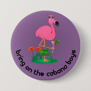 Holen Sie auf den Cabanajungen-Flamingoknopf Button