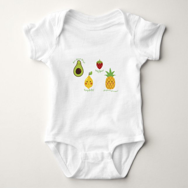 Holen Sie Fruity Avocado Lemon Strawberry Ananas P Baby Strampler (Vorderseite)