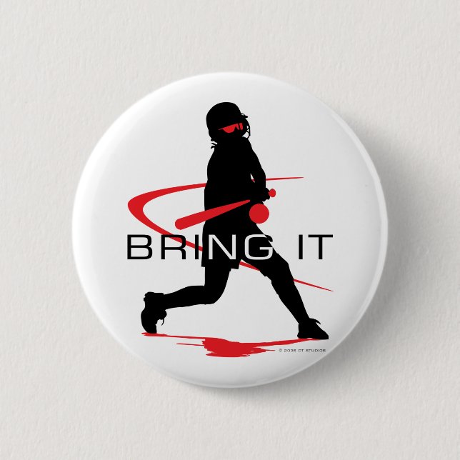 Holen Sie ihm roten Teig-Softball Button (Vorderseite)