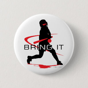 Holen Sie ihm roten Teig-Softball Button