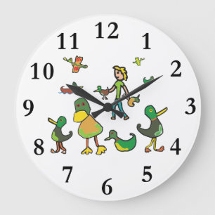 Holen Sie Ihre Enten in eine Reihe Große Wanduhr
