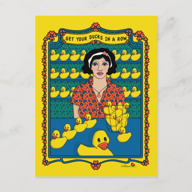 Holen Sie Ihre Enten in eine Row_B_ Postkarte (Vorderseite)