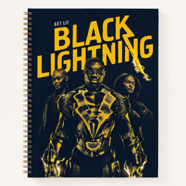 Holen Sie Lit - Schwarzes Blitz Notizbuch (Vorderseite)
