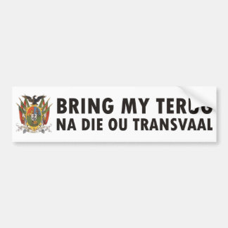 Holen Sie mein terug Na die ou Transvaal Autoaufkleber