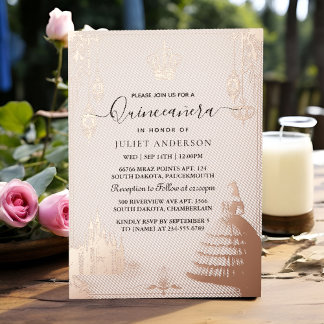Holen Sie Pastel Schriftart Dusty Glam Rose Gold Q Folieneinladung