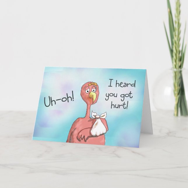 Holen Sie sich bald gut Verletzungen rosa Flamingo Karte (Vorderseite)