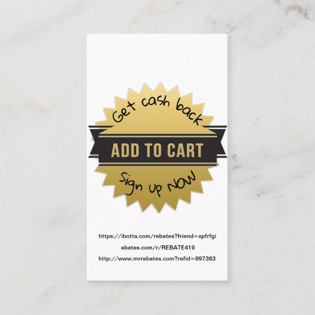 Holen Sie sich Cash Back Gold Star Black Banner Visitenkarte (Vorderseite)