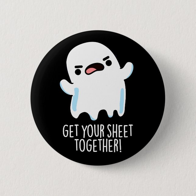 Holen Sie sich Ihr Blatt zusammen Funny Ghost Puff Button (Vorderseite)