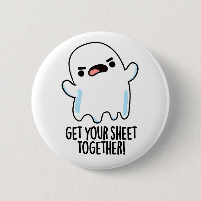 Holen Sie sich Ihr Blatt zusammen Funny Ghost Puff Button (Vorderseite)