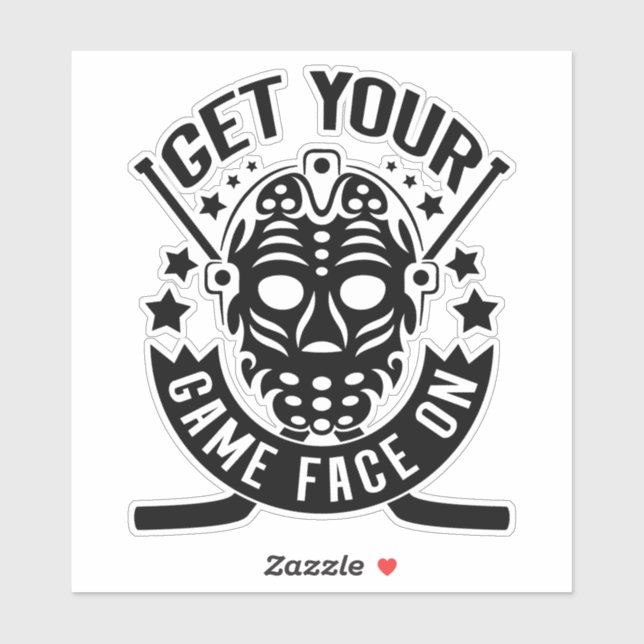 Holen Sie sich Ihr Spiel auf Hockey-Sticker Aufkleber (Blatt)