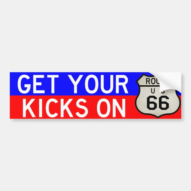 Holen Sie sich Ihre Kicks auf der Route 66 Autoaufkleber (Vorne)