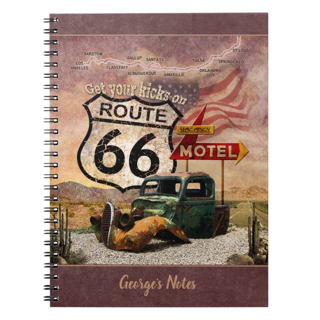 Holen Sie sich Ihre Kicks auf Route 66 (anpassbar) Notizblock (Vorderseite)