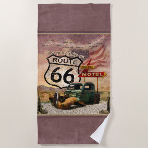 Holen Sie sich Ihre Kicks auf Route 66 Strandtuch